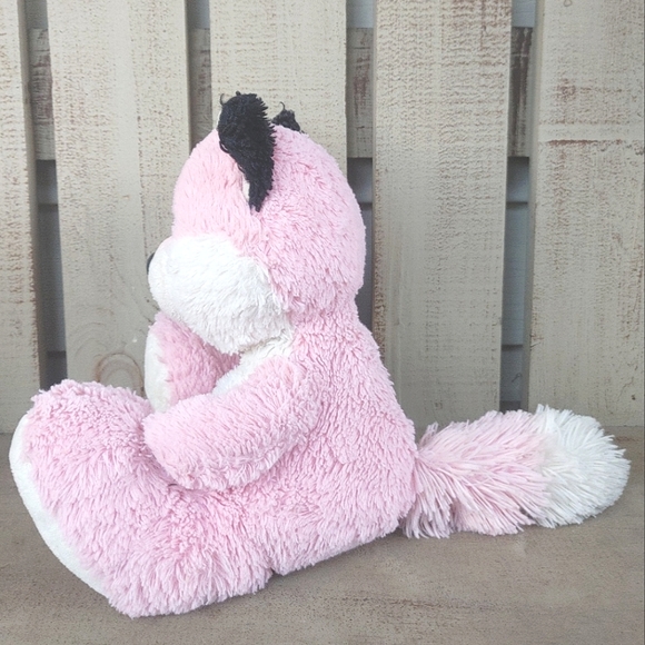 Aurora Trixy Fox Pink & White Plush Black Ears Stuffed Animal Soft Toy 10" Paws. - Picture 5 of 11